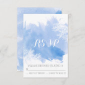 Moderne waterverf koraalrif blauw bruiloft RSVP (Voorkant / Achterkant)
