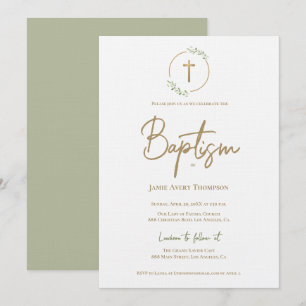 Moderne Waterverf krans verguld gouden kruisdoop Kaart