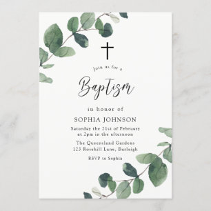 Moderne Waterverf Leaves Boy of Girl Baptisme Kaart