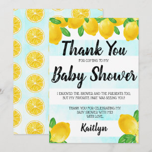 Moderne Waterverf Lemon Tree Baby shower Bedankkaart