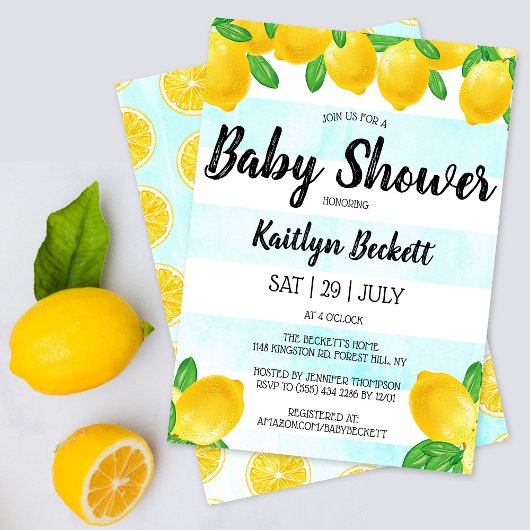 Moderne Waterverf Lemon Tree Baby shower Kaart