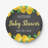 Moderne Waterverf Lemon Tree Baby shower Papieren Bordje (Voorkant)