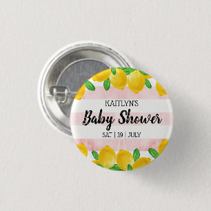 Moderne Waterverf Lemon Tree Baby shower Ronde Button 3,2 Cm