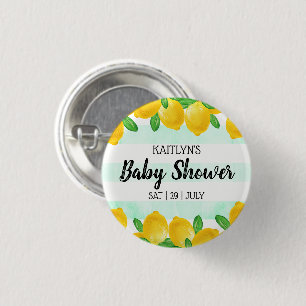 Moderne Waterverf Lemon Tree Baby shower Ronde Button 3,2 Cm