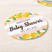 Moderne Waterverf Lemon Tree Baby shower Ronde Kartonnen Onderzetter (Gebogen)