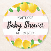 Moderne Waterverf Lemon Tree Baby shower Ronde Kartonnen Onderzetter (Voorkant)