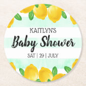 Moderne Waterverf Lemon Tree Baby shower Ronde Kartonnen Onderzetter (Voorkant)