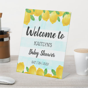 Moderne Waterverf Lemon Tree Baby shower Welkom Reclamebord Met Voetstuk