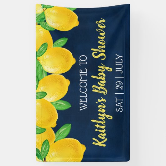 Moderne Waterverf Lemon Tree Baby shower Welkom Spandoek (Verticaal)