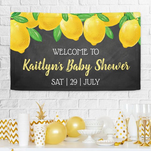 Moderne Waterverf Lemon Tree Baby shower Welkom Spandoek