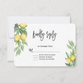 Moderne Waterverf Lemon Tropical Wedding RSVP (Achterkant)
