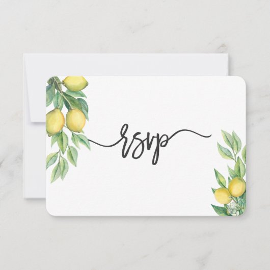 Moderne Waterverf Lemon Tropical Wedding RSVP (Voorkant)