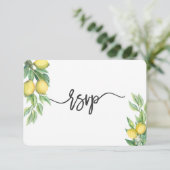 Moderne Waterverf Lemon Tropical Wedding RSVP Kaartje (Staand voorkant)