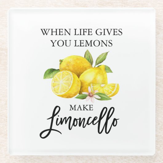 Moderne Waterverf Lemons Limoncello penseelscript Glazen Onderzetter (Voorkant)