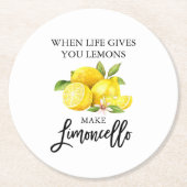 Moderne Waterverf Lemons Limoncello penseelscript Ronde Kartonnen Onderzetter (Voorkant)