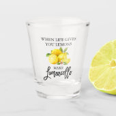 Moderne Waterverf Lemons Limoncello penseelscript Shot Glas (Voorkant)