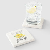 Moderne Waterverf Lemons Limoncello penseelscript Stenen Onderzetter (Zijkant)