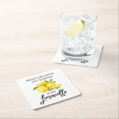 Moderne Waterverf Lemons Limoncello penseelscript Vierkante Kartonnen Onderzetter (Insitu)