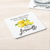 Moderne Waterverf Lemons Limoncello penseelscript Vierkante Kartonnen Onderzetter (Schuin)