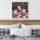 Moderne waterverf lente florale en goudstippen canvas afdruk (Insitu (Slaapkamer))