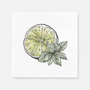 Moderne Waterverf Limoen Citrus Summer Garden Part Servet