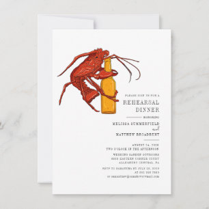 Moderne Waterverf Lobster Seafood Rehearsal Dinner Kaart