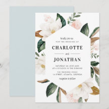 Moderne waterverf Magnolia Bloemen lijst bruiloft