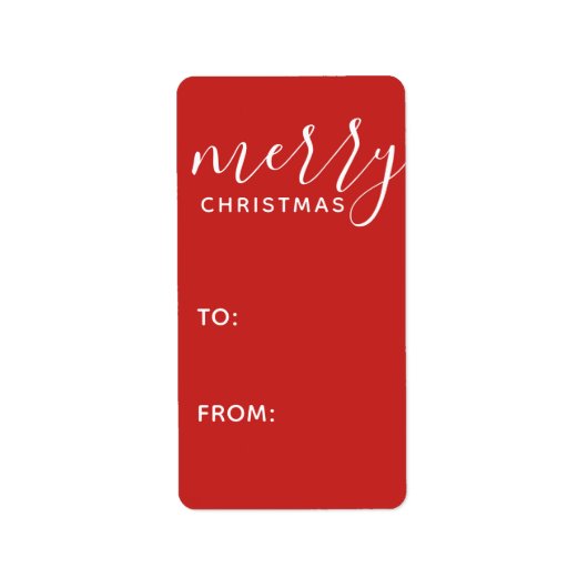 Moderne Waterverf met prettige kerstmis Rood Label (Voorkant)