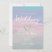 Moderne Waterverf minimalistisch blauw huwelijk Kaart (Voorkant)