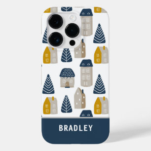 Moderne Waterverf minimalistische huispatroonnaam Case-Mate iPhone 14 Pro Hoesje