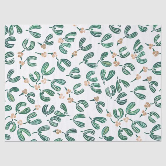 Moderne Waterverf Mistletoe Pattern Tissuepapier (Voorkant)
