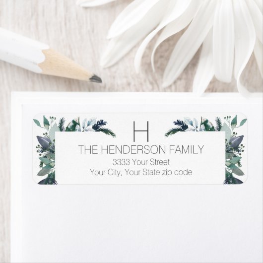 Moderne Waterverf Monogram Retouradreslabels Etiket (Insitu)