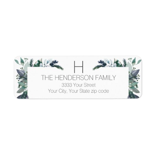 Moderne Waterverf Monogram Retouradreslabels Etiket (Voorkant)