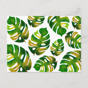Moderne Waterverf Monstera Greenery Leaf Pattern Briefkaart