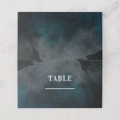 Moderne Waterverf Moody Blue Tafelnummer Zitplaats (Buitenkant ongevouwen)