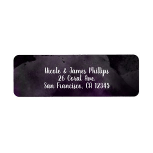 Moderne Waterverf Moody Plum Paarse Party Wedding Etiket