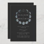 Moderne Waterverf Moon Phases Wedding Kaart (Voorkant / Achterkant)
