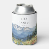 Moderne Waterverf Mountain Wildflower bruiloft Blikjeskoeler (Blikje Voorkant)