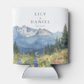 Moderne Waterverf Mountain Wildflower bruiloft Blikjeskoeler (Achterkant)