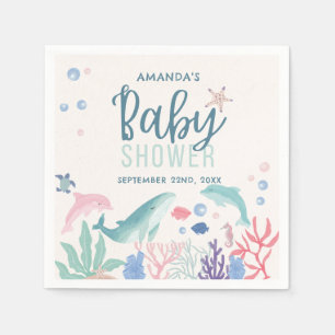 Moderne Waterverf onder het Zee Baby shower Servet