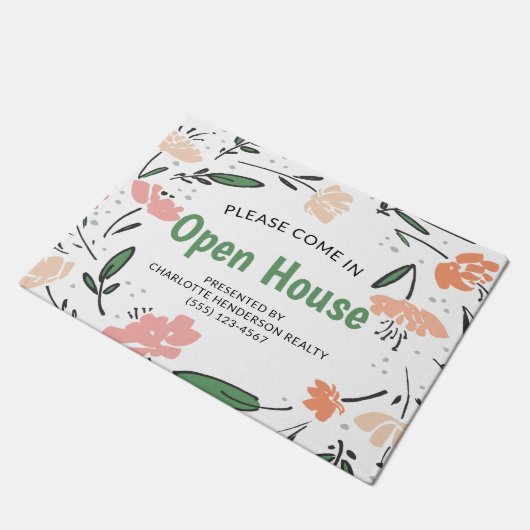 Moderne Waterverf onroerend goed open huis Deurmat (Schuin)