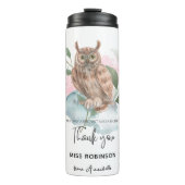 Moderne Waterverf Owl Dank u leraar Thermosbeker (Voorkant)