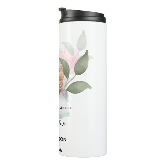 Moderne Waterverf Owl Dank u leraar Thermosbeker (Geroteerd rechts)