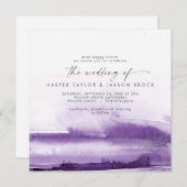 Moderne Waterverf | Paars-Square Weddenschap Kaart (Voorkant / Achterkant)