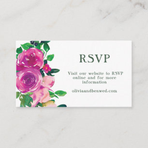 Moderne Waterverf Paarse magenta Floral RSVP Informatiekaartje