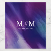 Moderne Waterverf Paarse marineboot Blue Wedding Wijn Etiket (Enkel label)