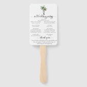 Moderne Waterverf palm Tree Wedding Handwaaier (Achterkant)