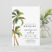 Moderne Waterverf palm Tree Wedding Kaart (Staand voorkant)