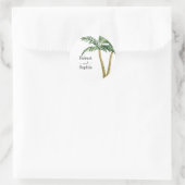 Moderne Waterverf palm Tree Wedding Ronde Sticker (Tas)