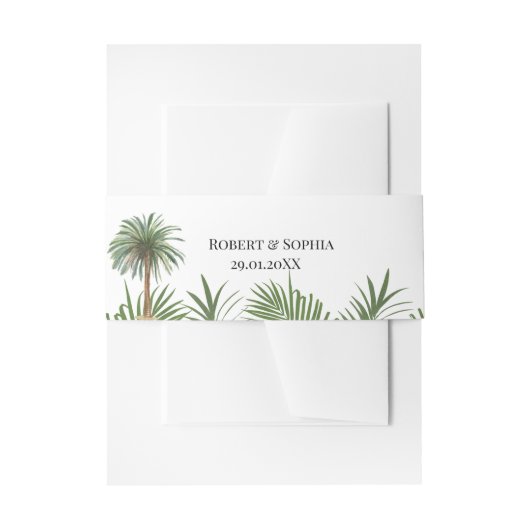 Moderne Waterverf palm Tree Wedding Uitnodigingen Wikkel (Voorkant Voorbeeld)